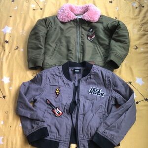 Hudson Gray Moto Jacket & Green Buffalo Bomber Jacket w/ Pink Collar Size 5